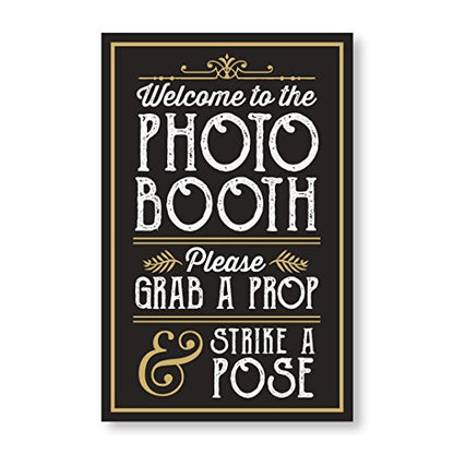 PERFECT PHOTO BOOTH PROP SIGN WITH EASEL BACKER STAND, Great for DIY Photo Booth, Grab A Prop Strike A Pose Photo Booth Sign, Great for wedding, birthday, holiday events and more!