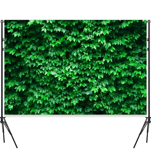 7x5 Ft Green Leaves Photography Backdrops Large Polyester Fabric Green Grass Vertical Texture Backdrop for Thanksgiving Halloween Birthday Party Christmas Decoration Photo Booth Prop Banner