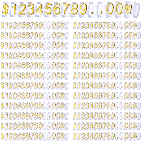 Vicenpal 100 Sets Price Display Cube Number Letter Price Tag Cube Blocks Adjustable Counter Stand Label for Retail, Jewelry, and Shop Pricing (Transparent and Gold) - color: Transparent and Gold