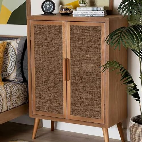 Brown Grasscloth Peel and Stick Wallpaper 17.3"x480" Faux Linen Textured Contact Paper Removable Self Adhesive Vinyl Wallpaper for Bedroom Bathroom Kitchen Cabinets - color: Brown, size: 17.3" x 480"