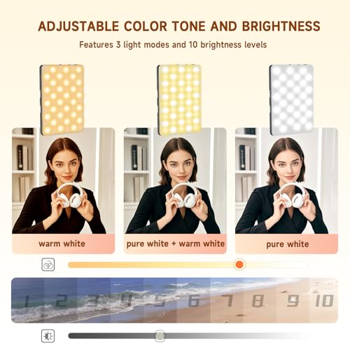 YSKE-Selfie Light, Clip On Phone Light for Video Calls& Professional Dual Clip Phone Light Compatible with Rechargeable Battery 3 Color Modes for iPho