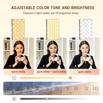 YSKE-Selfie Light, Clip On Phone Light for Video Calls& Professional Dual Clip Phone Light Compatible with Rechargeable Battery 3 Color Modes for iPho