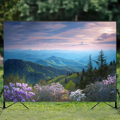 5x7ft Photography Backdrop Scenic Blue Ridge Parkway Appalachians Smoky Mountains Spring Photo Backdrop Photography Background for Photoshoot Portrait Video Party Photo Studio Prop Booth - color: Color4