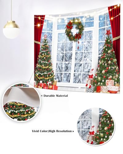 Mocsicka Christmas Window Backdrop for Photography Winter Snow Scene Xmas Party Decorations Winter Wonderland for Photography Photo Booth Props (White, 6x4ft(72"x48")) - size: 6x4ft(72"x48")