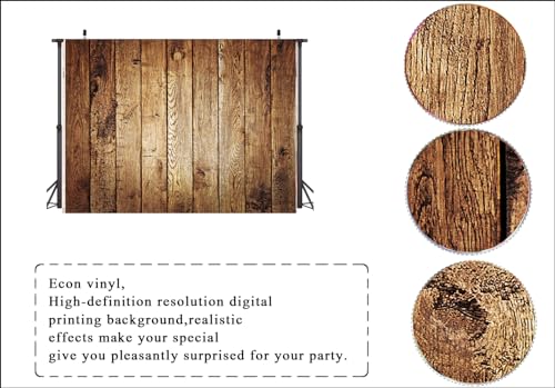 7x5ft Brown Wood Backdrop for Photography Rustic Natural Wooden Floor Photo Background Newborn Baby Photoshoot Portrait Studio Props 251 - size: 5x7ft