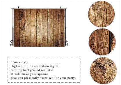 7x5ft Brown Wood Backdrop for Photography Rustic Natural Wooden Floor Photo Background Newborn Baby Photoshoot Portrait Studio Props 251 - size: 5x7ft