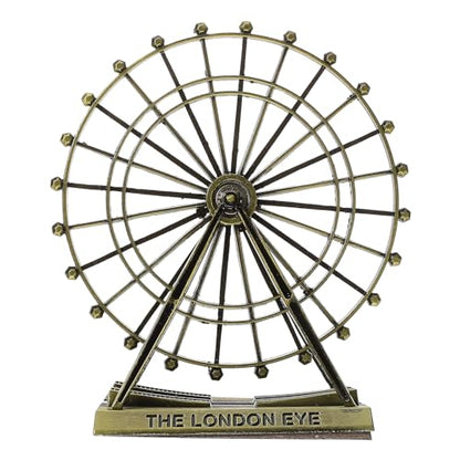 Veemoon Small Metal Ferris Wheel Decor, Table Ferris Wheel Model London Eye Ornament Retro Landmark Building Collection Bronze Iron Art Sculpture for Bar Restaurant Cabinet Entryway Photo Prop, 5.9 Ih