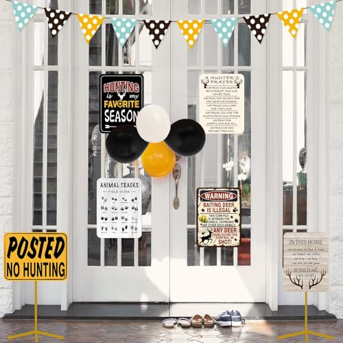 Hunting Party Decorations - 9 PCS Gone Hunting Birthday Party Sign Decorations for Boys Kids Deer Hunting Themed Birthday Party Funny Deer Hunter Decor for Man Room Home Garden Yard Wall Decor - style: Hunt