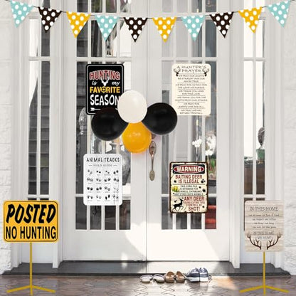 Hunting Party Decorations - 9 PCS Gone Hunting Birthday Party Sign Decorations for Boys Kids Deer Hunting Themed Birthday Party Funny Deer Hunter Decor for Man Room Home Garden Yard Wall Decor - style: Hunt