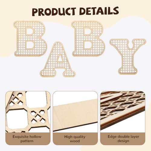 4 Pcs Wood Baby Letters - Boho Nursery Decor for Baby Shower | Rustic Alphabet Letter Home Decoration for Newborns & Birthday Gifts | Perfect Table Centerpiece for Toddler Girls & Boys