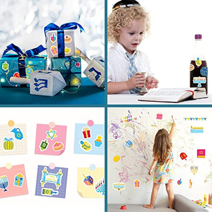 Joy Bang Hanukkah Stickers for Kids, 24 Sheets Happy Hanukkah Stickers Decorations for Gift Bags Cards Water Bottles Chanukah Party Favors Supplies Decor - style: Hanukkah
