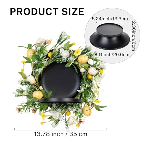 MOYEE Candle Holder Centerpieces for Tables,Candle Ring,Wreaths, Black Metal Candle Stick Paired Artificial Flowers 14 in Versatile Dining Table Centrepiece - color: Easter Egg Wreath