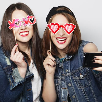 24Pcs Galentine's Day Decorations Photo Booth Props Including Masks, Love, Glasses, Mustache, Snowman for Galentines Valentines Day Party Decortions Supplies Ideas Favors