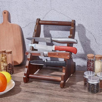UNICRAFTALE Wood Knifes Display Stand Camel 8 Tier Knifes Block Blade Collection Display Holder Knifes Storage Rack Wooden Display Case for Knifes Collection Display Home Decoration 7.09"x6.5"x9.06"