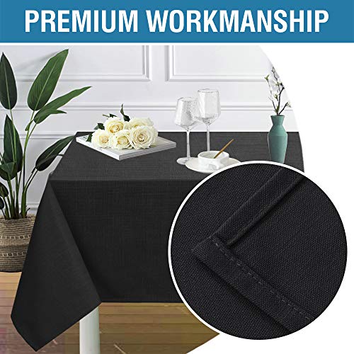 H.VERSAILTEX Linen Textured Table Cloths 54 x 54 Inch Premium Solid Tablecloth Spill-Proof Waterproof Table Cover for Dining Buffet Feature Extra Soft and Thick Fabric Wrinkle Free, Black - color: Black, size: 54" x 54" (Square)