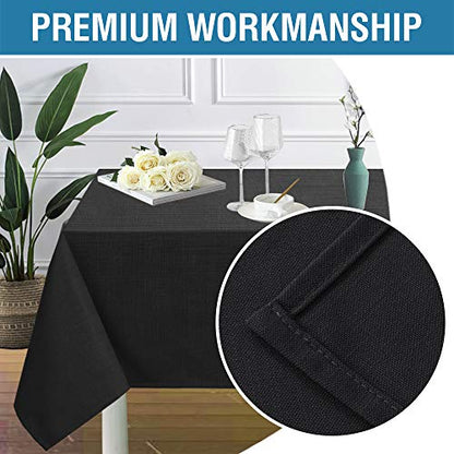 H.VERSAILTEX Linen Textured Table Cloths 54 x 54 Inch Premium Solid Tablecloth Spill-Proof Waterproof Table Cover for Dining Buffet Feature Extra Soft and Thick Fabric Wrinkle Free, Black - color: Black, size: 54" x 54" (Square)