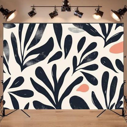 Photography Backdrop Photography Background Hand Drawn Minimal Abstract Organic Shapes Collage Contemporary Print for Photoshoot Portrait Photo Studio Video Prop Birthday Party Booth Decoration 7x5ft