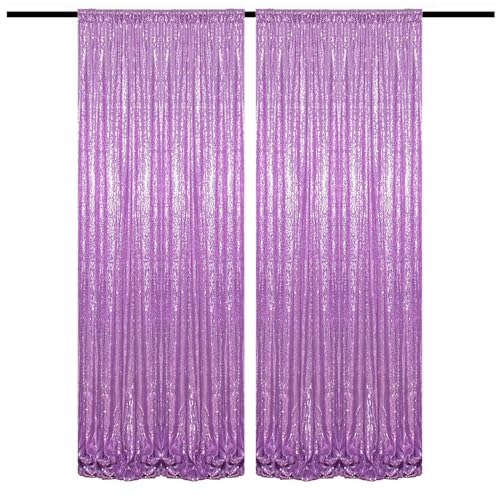 Lavender Sequin Backdrop Curtain 4FTx8FT 2 Panel Shimmer Curtains for Parties Glitter Curtains Photo Background for Wedding Baby Shower - color: Lavender, size: 4FTx8FT-2PCS