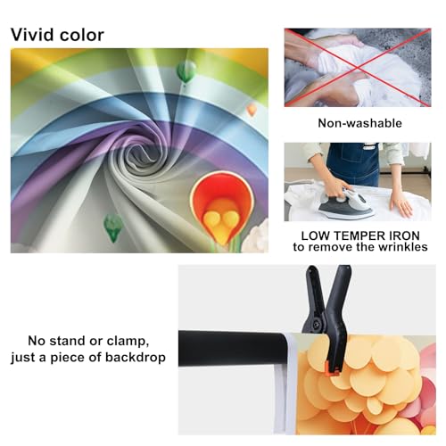 10x6.5ft Candy Land Backdrop Photography Cartoon Rainbow Hot Air Balloon Fantasy Flower Colorful Photography Background Baby Shower Birthday Party Wedding for Kid Adult Video Studio - size: 10x6.5ft