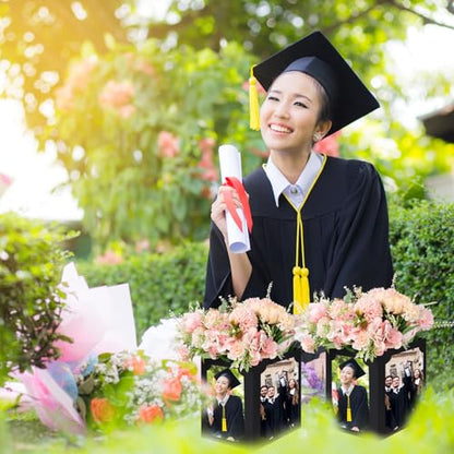 12 Pack Graduation Picture Centerpieces for Table, Photo Display Boxes for 4x6 & 5x7 Portrait Photos, Hollow Center Cardstock Table Decorations for Graduation, Birthday, Wedding, Memorial