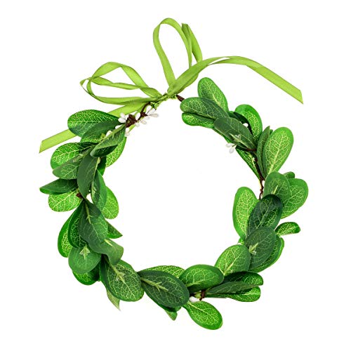 Greenery Leaf Crown Rustic Wedding Headpiece Bridal Headband Photo Prop - color: A-green