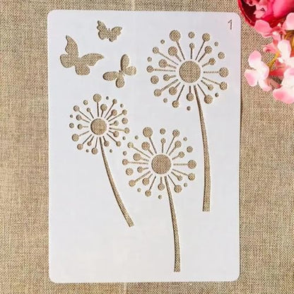 TIAMECH A4 Reusable Butterfly and Dandelion Stencil for Painting - Butterflies Layering Template, DIY Wall Art, Wood Furniture, Scrapbook & Crafts (8.3x11.7inch) - style: Butterfly and Dandelion