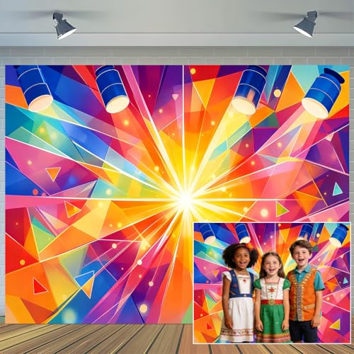 8 x 6 ft llumination Themed Backdrop Glowing Stage Dance Light Jesus Colorful Neon Booth Props 2026 Bible Lighting Vacation Holiday Background for Bible School, Church Event, Kids Party Decor - color: Multi4, size: 8X6FT