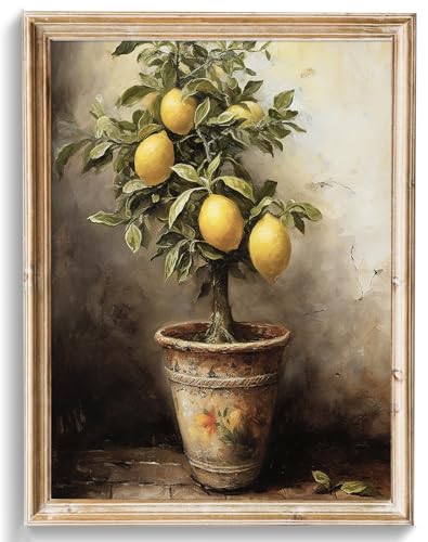 uniro Vintage Wall Art Prints, Vintage Lemons Tree Canvas Art Prints Painting, Antique Fruit Wall Art Picture, Rustic Kitchen Art Farmhouse Cottagecore Wall Decor for Kitchen, Dining Desktop Decor - ( 8" x 10"-UNFRAMED) - color: Lemons Tree