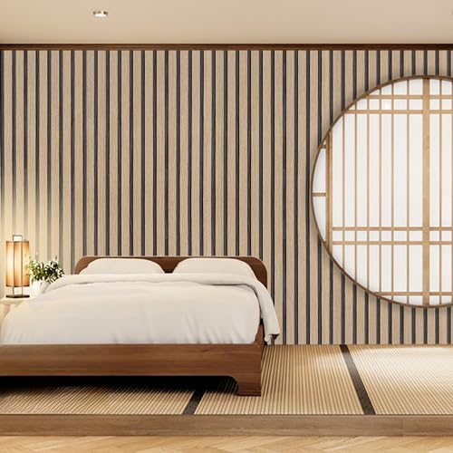 Brown Wood Slat Peel and Stick Wallpaper - 17.5"x100" Textured Faux Wood Self-Adhesive, Waterproof Removable Wall Panel for Bedroom, Kitchen, Office - Easy Install - color: Dark Brown, size: 17.5" x 100"