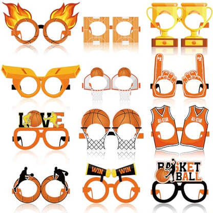 36 Pack Basketball Party Favors Basketball Paper Glasses Frames All Star Photo Booth Props Eyeglasses for Boys Kids Sports Theme Birthday Party Decorations Baby Shower Game Day Supplies - style: Basketball