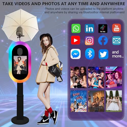 Soft-Light Umbrella Photo Booth Shell Compatible with iPad Tablet 10.2''-13'' Selfie Protable iPad Photo Booth Machine with Flight Case (Black, Machine+Printer) - color: Black, size: Machine+Printer