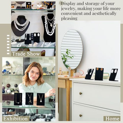 RattanView 12 Pieces Velvet Earring Display Stand Necklace Pendant Jewelry Stand Showcase Organizer Display Holder for Earring Pendant Accessory Rack(Black,Straight Style,Velvet) - color: Black, style: Straight Style