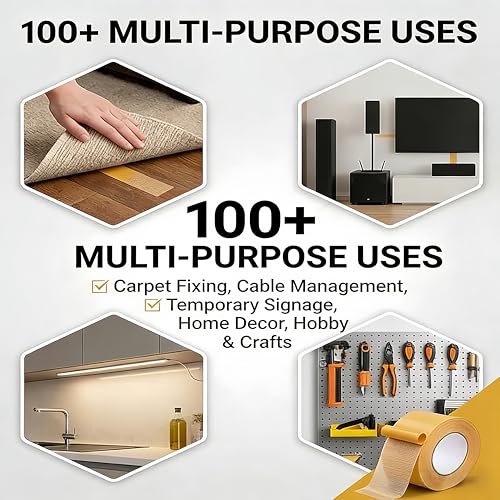 Double Sided Tape Heavy Duty, 2 Inch x 66 Feet Fiberglass Mesh Double Stick Adhesive Tape, Fabric Tape For Clothes Making DIY Crafts, Paste Photo, Rug Fixed, Floor, Wall Decor, Office Decor, - size: 2 Inch x 66Feet