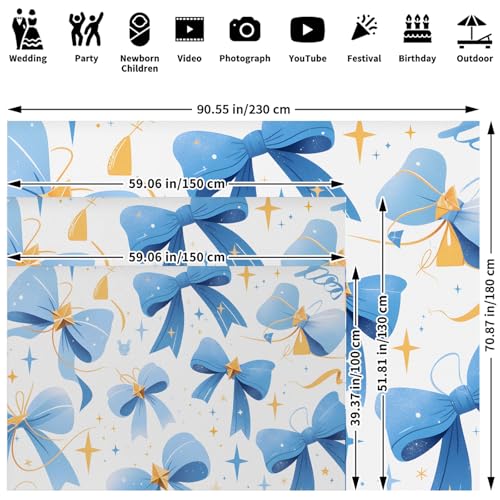 Bows Theme Photography Background Spring Backdrop Banner Wedding Bride Shower Party Eastern Bow Decor 5x4.3Ft Newborn Baby Birthday Party Backgrounds Photo Booth Studio Shooting Props