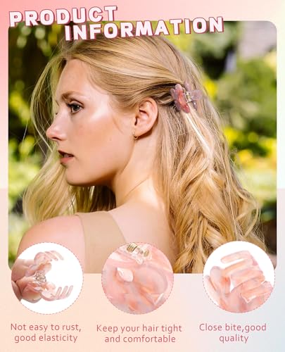 Claw Hair Clips Jaw Clamps - 12PCS Small Hair Claw Jaw Clamp for Thin Hair Styling Accessories Classic Hair Clamp for Women Girls (Sequins(Flower)) - color: Sequins(Flower)