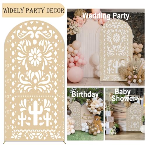 Sensfun Mexican Arch Backdrop Cover Wedding Baby Shower Photo Background Decor,2-Sided Round Top Chiara Backdrop Arch Covers for Mexican Talavera Birthday Bridal Shower Fiesta Party Decoration 2.1x5ft - size: 2.1x5ft (65x150cm)