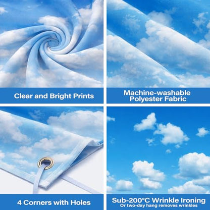 7x5ft Cloud Backdrop Sky Backdrop White Clouds Blue Sky Photo Backdrop Ideal for Kids Backdrops for Photoshoot Newborn Baptism Baby Shower Kids Birthday Party Wedding Prom Banner - style: 7x5 Sky