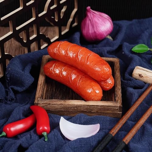 4PCS Funny Artificial Hot Dog Fake Lifelike Sausage Model Ornament Simulated Food Photography Props for Home Party Tabletop Decoration