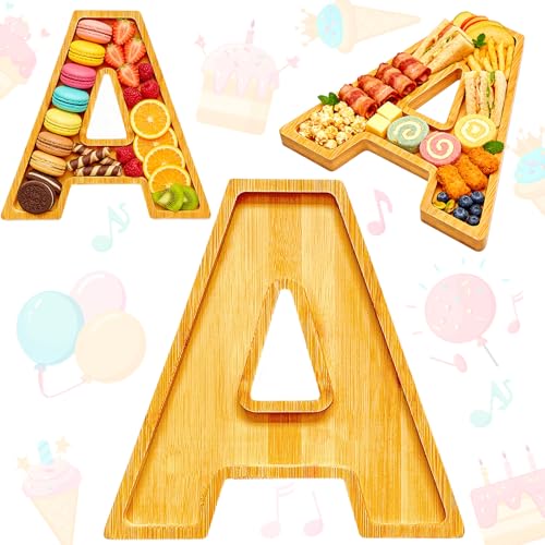 11" Wooden Letter A Platter Tray for Party Charcuterie Board Letters Serving Trays for Food Fruit Cupcake Reusable Fillable Dishes Plates for Birthday Anniversary Wedding Party Baby Shower Supplies - color: Letter a