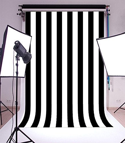 Leyiyi 4x5ft Photography Background Black and White Stripe Backdrop Happy Birthday Party Vertical Horizontal Stripes Summer Holiday Banquet Baby Shower Blog Make-up Photo Portrait Vinyl Studio Prop - color: White, size: 4x5ft