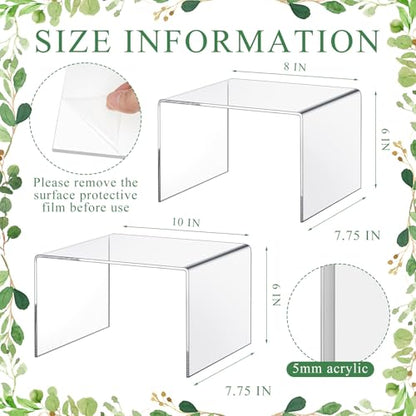 RattanView 2 Pcs 8 Inch, 10 Inch Large Acrylic Risers Display Stands 5 mm Thick Acrylic Shelf Riser Showcase for Collectibles Jewelry Cupcakes Food Figures Perfume Cabinet (Clear) - color: Clear, size: 8 Inch, 10 Inch, 5 mm