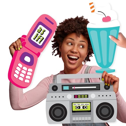 Big Dot of Happiness Through The Decades - Milkshake, Flip Phone and Boom Box Decorations - 50s, 60s, 70s, 80s and 90s Party Large Photo Props - 3 Pc - color: Through the Decades - 3 Pc