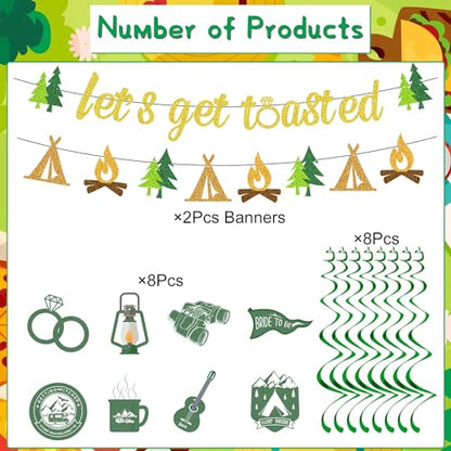 Camp Bachelorette Decorations - 10PCS Let's Get Toasted Banners Camping Hanging Swirls Decor Supplies Themed Party - style: Camp