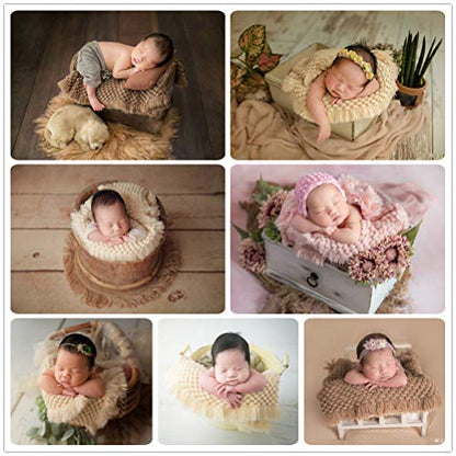 Zeroest Baby Photography Props Basket Braid Wool Wrap Newborn Photo Shoot Baskets Filler Posing Stuffer Background Blanket (Cmeo Brown) - color: Cmeo Brown