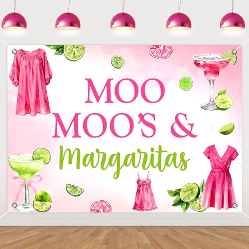 Margarita Birthday Party Decorations, Pink and Green Moo Moos & Margaritas Decorations Backdrop Margs and Matrimony Bachelorette Party Decor for Mexican Birthday Bridal Shower Wedding Supplies7*5ft - size: 7*5ft