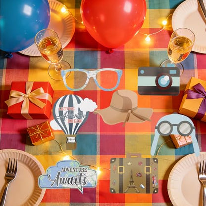 23 Pcs Adventure Photo Booth Props Kit Exploring Photo Props Party Supplies Favors Decorations Selfie Prop Photography Photobooth Funny Cute Holiday Selfie Supplies Easy to Assemble