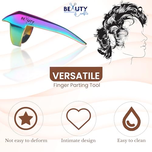 Pro Hair Parting & Sectioning Rings-Stainless Steel Finger Braiding Pick Tool for Precise Hair Styling and Extension Installations (1 PC Rainbow) - color: 1 PC Rainbow