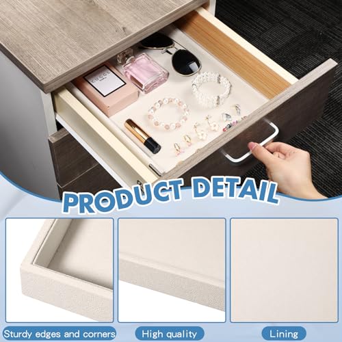 Quelay 6 Pcs Velvet Stackable Jewelry Tray Showcase Display, Jewelry Organizer Tray Bracelet Ring Earring Necklace Organizer Empty Plate for Drawers Countertop (Beige) - color: Beige