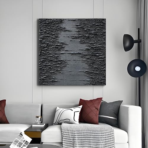 NANKAI Art Hand-Painted Thick Texture Black Canvas Art 24x24 inch Abstract Oil Home Wall Art Deco Painting - color: Nkhb294