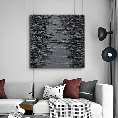 NANKAI Art Hand-Painted Thick Texture Black Canvas Art 24x24 inch Abstract Oil Home Wall Art Deco Painting - color: Nkhb294